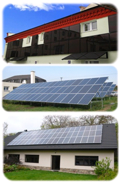 Solární panely, elektrárny na střeše, na fasádě